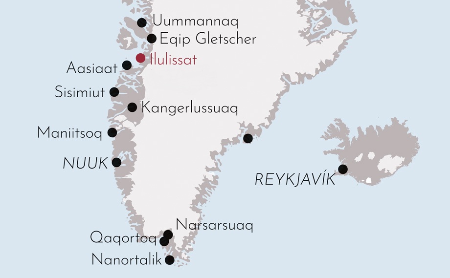 Karte zur Reise Wandern in Westgrönland