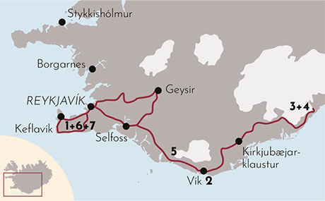 Karte zur Kleingruppenreise Erlebnis Eis-Land