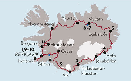 Karte Gruppenreisen Faszination Island