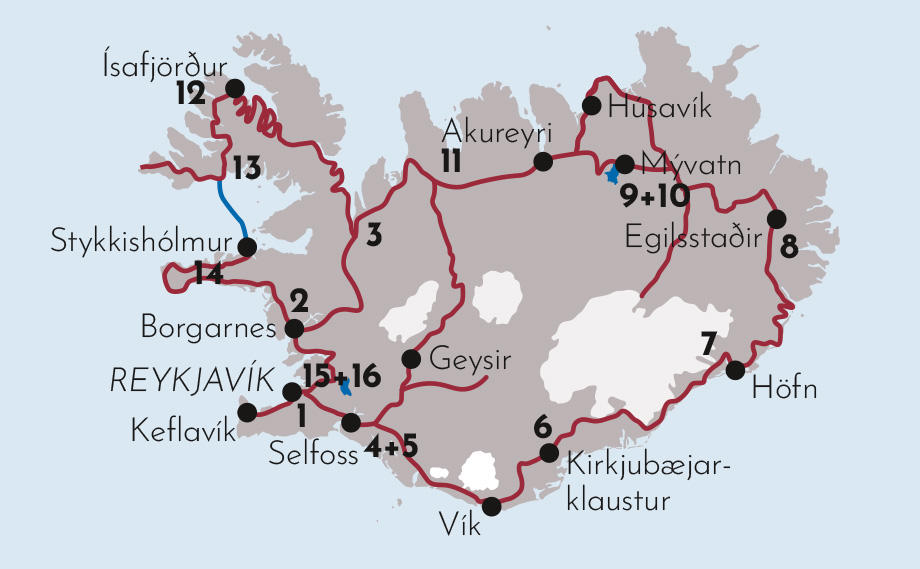 Karte Gruppenreise Island Panorama