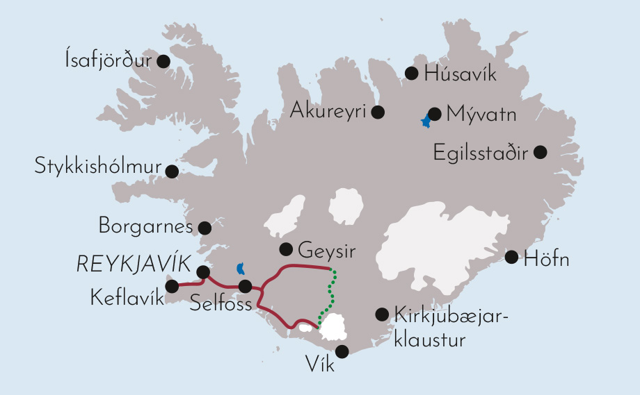 Karte zur Trekkingtour Laugarvegur in Island