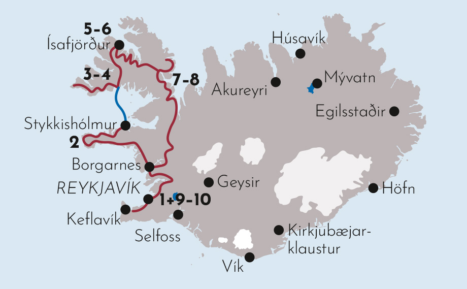 Karte Gruppenreise Magie der Westfjorde
