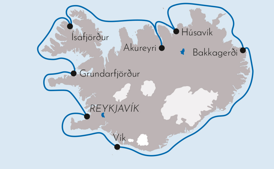 Karte Schiffsreise Urgewaltiges Island