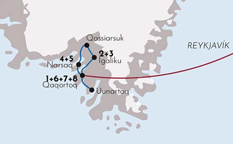 Karte zur Reise Faszination Südgrönland