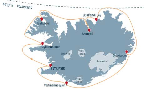 Karte zur Schiffsreise Das Beste von Island Karte zur Schiffsreise Das Beste von Island