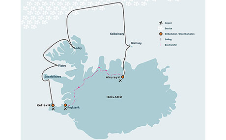 Karte zur Schiffsreise Expedition Island