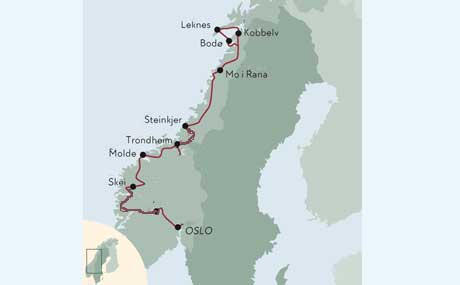 Karte zur Mietwagenreise Das Beste aus Nord- und Fjordnorwegen Karte zur Mietwagenreise Das Beste aus Nord- und Fjordnorwegen