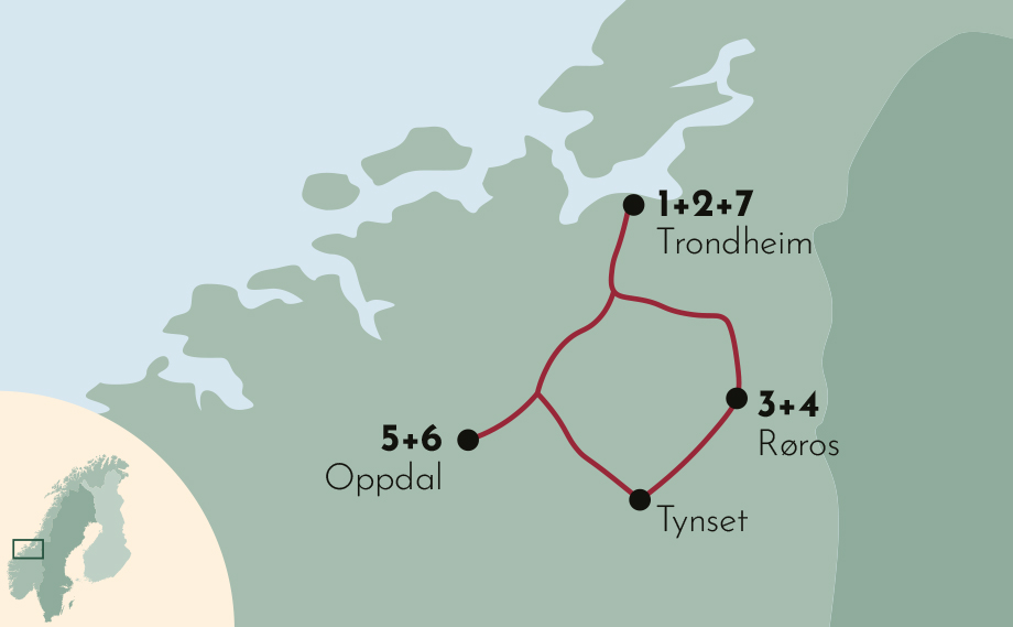 Karte zu Highlights im Hochland in Norwegen