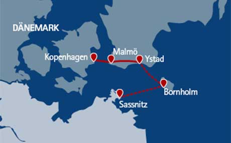 Karte zur Gruppenreise Kurzreise nach Südschweden Karte zur Gruppenreise Kurzreise nach Südschweden