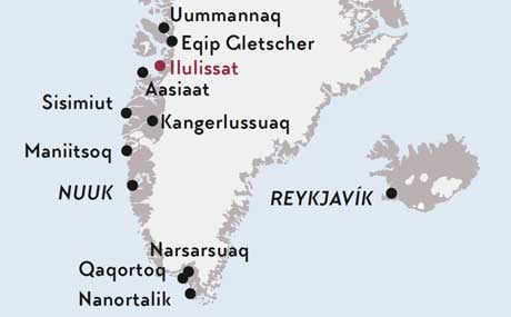 Karte zur Winterreise in Grönland