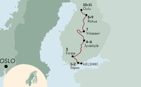 Karte zur Reise Wandern in Finnlands Nationalparks