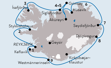 Karte Schiffsreise Island Umrundung Karte Schiffsreise Island Umrundung
