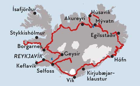 Karte zur Carreise Klassisches Island