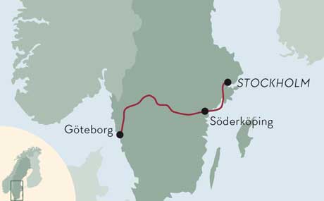 Karte zur Schiffsreise Romantischer Götakanal in Schweden