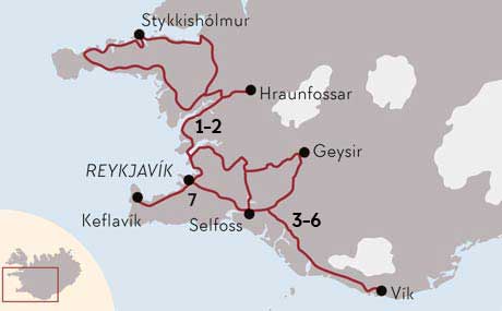 Karte Silvesterreise auf dem Land 8 Tage in Island