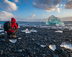 Fotograf bei der Gletscherlagune Jökulsárlón