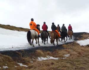 Reiter und Pferd bei Schnee