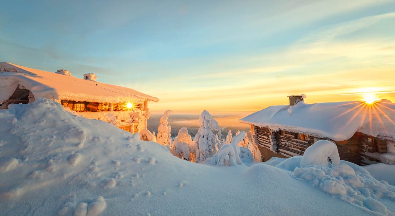 Wunderschöne Aussicht über die einsamen Weiten Nordfinnlands. 