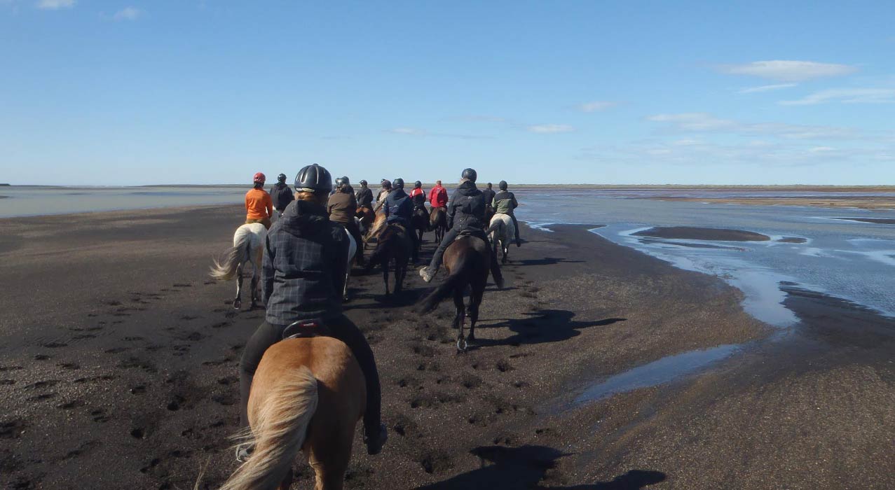 Reiter auf der Reittour Black Beach in Island