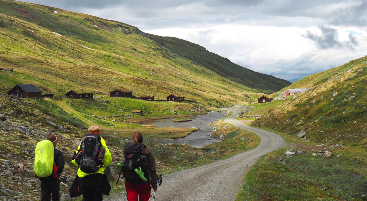 Wanderer auf dem Olavsweg in Norwegen